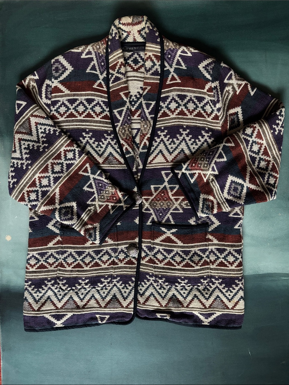 New Identity Southwestern Style Cotton Jacket Vintage Shawl Collar